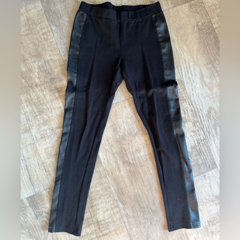 Madonna Ponte Pant with faux leather accent